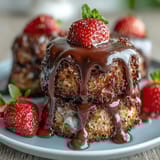 Elegant Dubai chocolate strawberry cups with kataifi pastry and pistachio cream, topped with fresh strawberries and chopped pistachios.