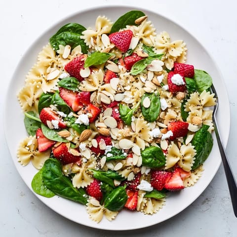 Spring Spinach Strawberry Pasta Salad