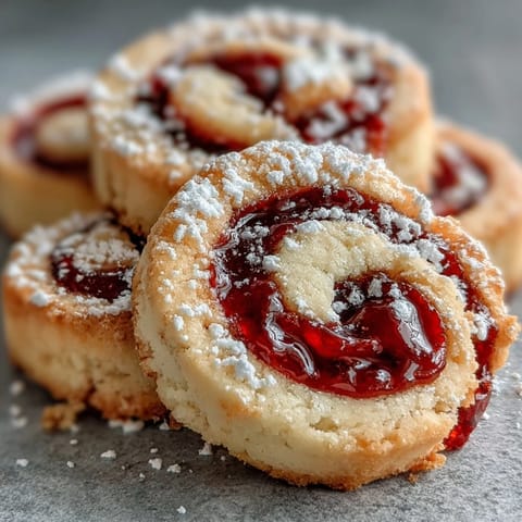 Freshly baked Raspberry Swirl Shortbread Cookies rest on a cooling rack with visible golden edges.