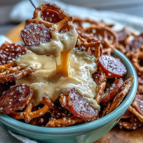 Game Day Baseball Snack Board with Pretzels and Dips featuring soft pretzels, savory dips, and classic game day snacks for a crowd-pleasing spread.