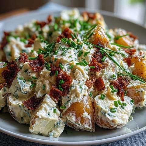 Creamy Classic Deviled Egg Potato Salad with tender potatoes, tangy mustard dressing, and fresh herbs—perfect for summer picnics.