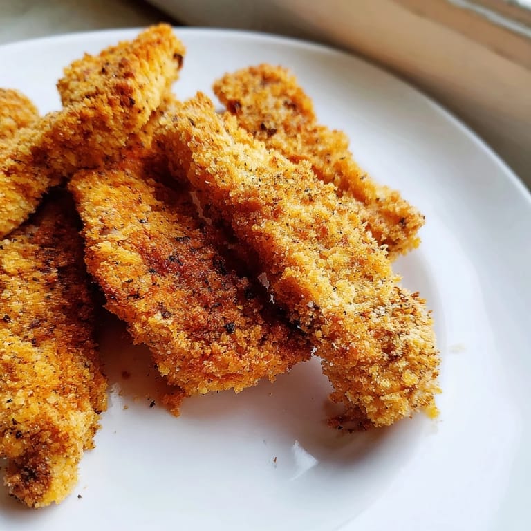 Oven-baked Crispy Panko Chicken Strips are served hot with creamy dipping sauces, perfect for a family dinner or casual gathering.