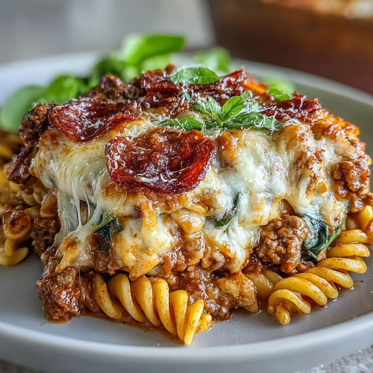 Hearty High Protein Italian Beef and Pasta Bake, a wholesome family dinner.