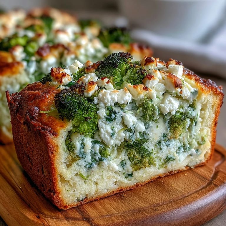 Savory Broccoli and Feta Loaf, a hearty, cheesy bread fresh from oven.