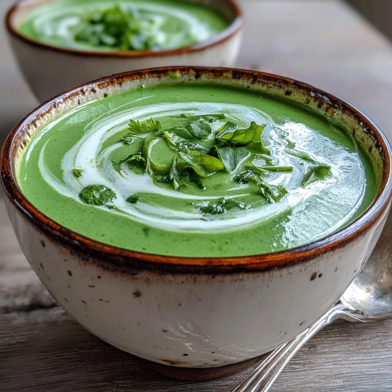 Savory Spinach Coriander Lemongrass Soup bowl, steaming with coconut milk richness.