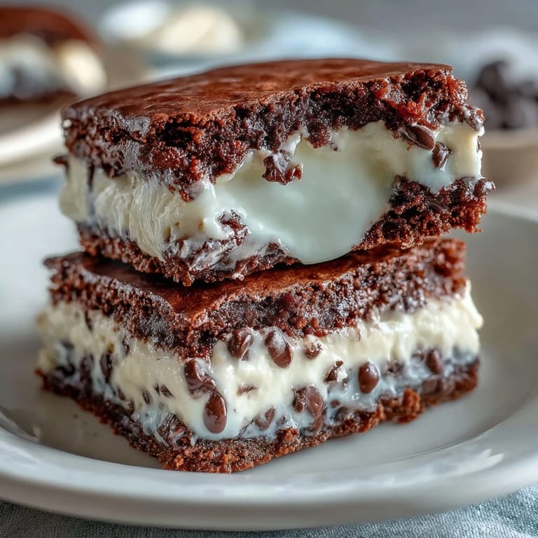 Soft brownie cookies stuffed with tangy cream cheese filling, offering a delightful mix of chocolate and cheesecake flavors.