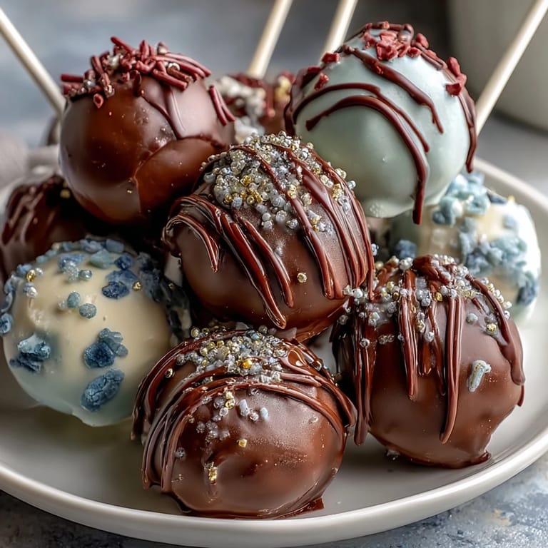 Delightful cake pops dipped in bright school-colored candy coating, topped with sparkling gold sprinkles for a graduation party treat.