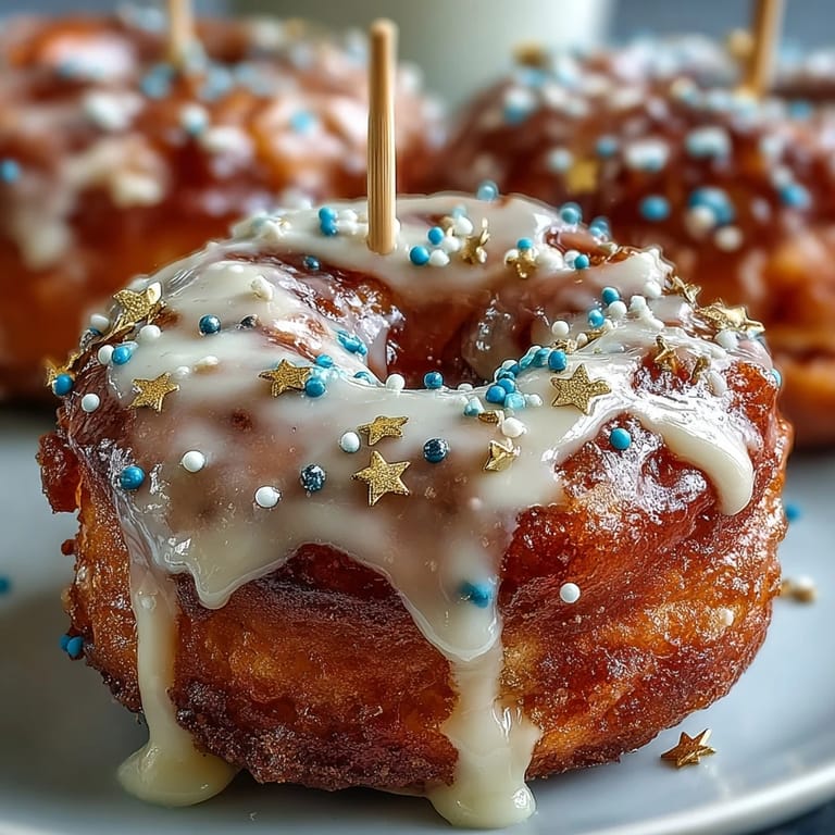Festive donut tower featuring assorted sprinkle-coated mini donuts, ideal for serving a crowd at graduation celebrations.