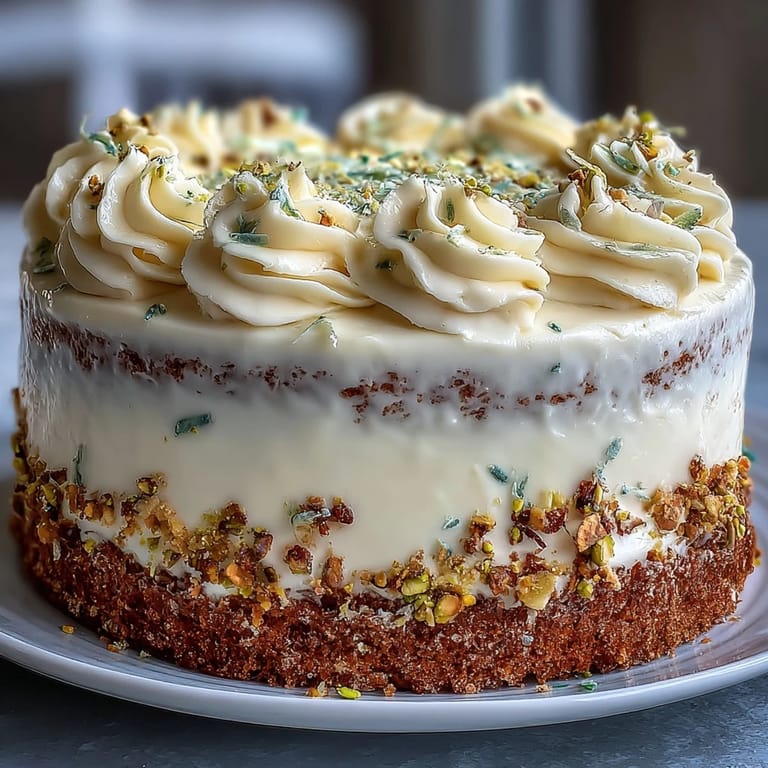 Festive lemon pistachio cake with bright citrus layers and rich lemon-pistachio frosting, perfect for celebrating a joyful spring birthday.