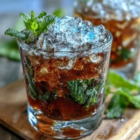 Kentucky Derby Mint Julep Mocktail with Fresh Mint in crushed ice, garnished with vibrant mint sprigs, served in classic julep cups.